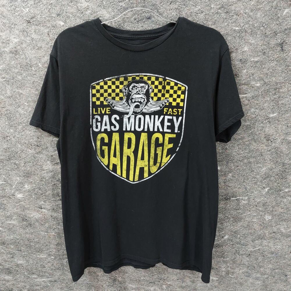 Gas Monkey Garage Men's T-Shirt Black Large Graphic Tee Dallas Texas Racing